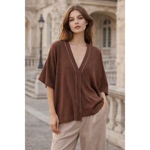 Brunello‎ Cucinelli Spa 100% Cashmere Sweater Womens Size XXL Brown Quiet Luxury